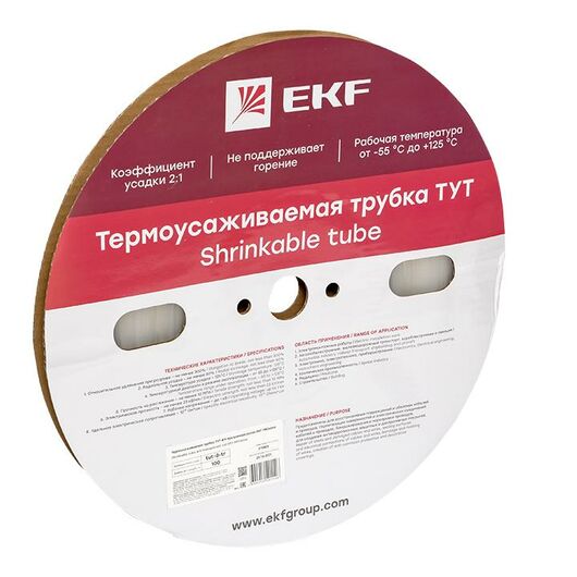 Трубка термоусадочная ТУТ 8/4 прозр. (уп.100м) PROxima EKF tut-8-tr, изображение 2 • Купить по низкой цене в интернет-магазине СМЭК
