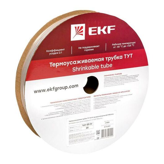 Трубка термоусадочная ТУТ 20/10 прозр. PROxima (уп.25м) EKF tut-20-tr, изображение 4 • Купить по низкой цене в интернет-магазине СМЭК