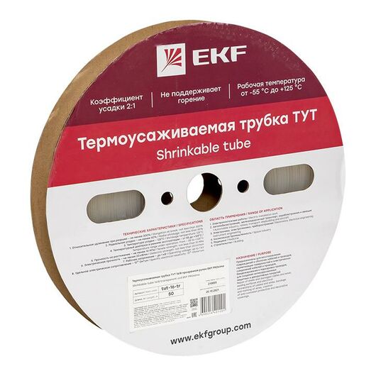 Трубка термоусадочная ТУТ 16/8 прозр. PROxima (уп.50м) EKF tut-16-tr, изображение 2 • Купить по низкой цене в интернет-магазине СМЭК