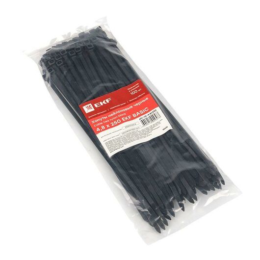 Хомут кабельный 4.8х250 нейл. черн. (уп.100шт) EKF plc-cb-4.8x250, изображение 3 • Купить по низкой цене в интернет-магазине СМЭК