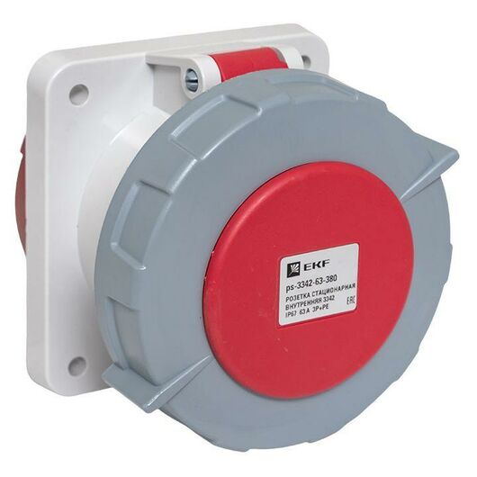 Розетка стационарная внутренняя 3342 3Р+РЕ 63А 380В IP67 PROxima EKF ps-3342-63-380, изображение 2 • Купить по низкой цене в интернет-магазине СМЭК