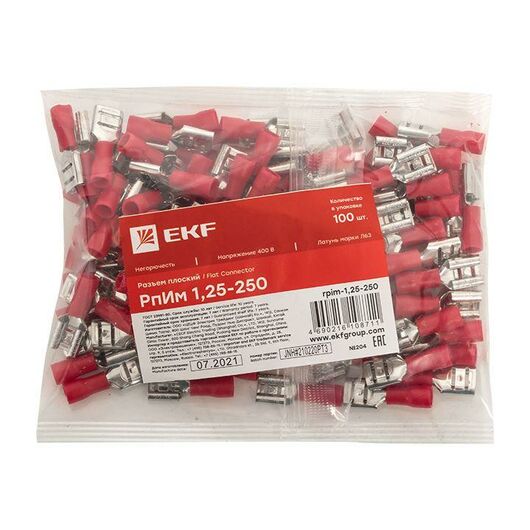 Разъем плоский РпИм 1.25-250 (уп.100шт) EKF rpim-1.25-250, изображение 2 • Купить по низкой цене в интернет-магазине СМЭК
