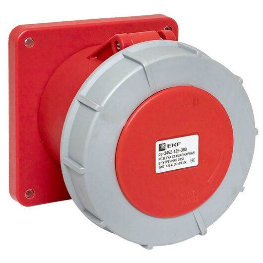 Розетка стационарная внутренняя 3452 3Р+РЕ+N 125А 380В IP67 PROxima EKF ps-3452-125-380, изображение 2 • Купить по низкой цене в интернет-магазине СМЭК