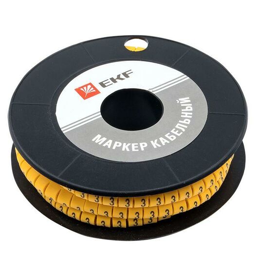 Маркер каб. 4.0кв.мм "3" (ЕС-2) (уп.500шт) EKF plc-KM-4-3, изображение 2 • Купить по низкой цене в интернет-магазине СМЭК