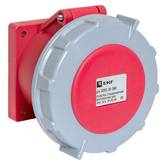 Розетка стационарная внутренняя 3252 3Р+РЕ+N 32А 380В IP67 PROxima EKF ps-3252-32-380, изображение 2 • Купить по низкой цене в интернет-магазине СМЭК