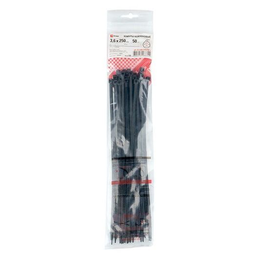 Хомут P6.6 3.6x250 FlexLock стандартный черн. (уп.50шт) PROxima EKF plc-fl-ctsb-3.6x250-r, изображение 2 • Купить по низкой цене в интернет-магазине СМЭК