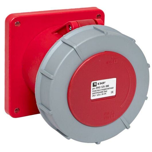 Розетка стационарная внутренняя 3442 3Р+РЕ 125А 380В IP67 PROxima EKF ps-3442-125-380, изображение 2 • Купить по низкой цене в интернет-магазине СМЭК