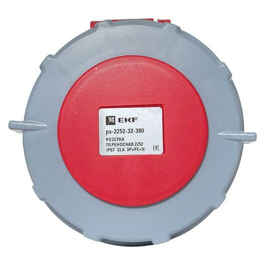 Розетка переносная 2252 3Р+РЕ+N 32А 380В IP67 PROxima EKF ps-2252-32-380, изображение 2 • Купить по низкой цене в интернет-магазине СМЭК