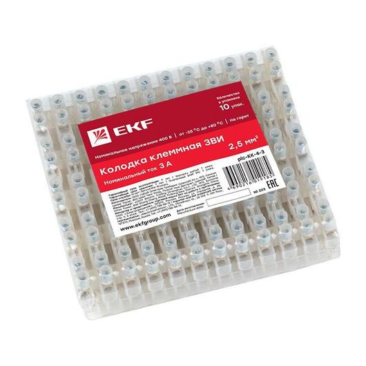 Колодка клеммная полистирол 4мм 3А EKF plc-KK-4-3 • Купить по низкой цене в интернет-магазине СМЭК