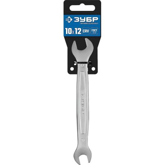 Рожковый гаечный ключ ЗУБР Профессионал 10х12 мм 27010-10-12 • Купить по низкой цене в интернет-магазине СМЭК