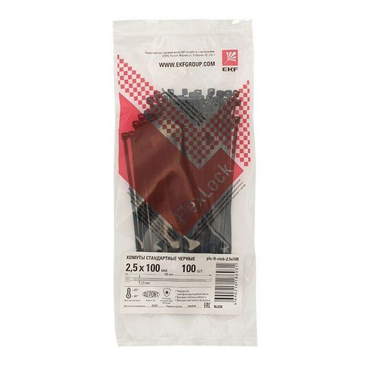 Хомут P6.6 2.5х100 FlexLock стандартный черн. (уп.100шт) PROxima EKF plc-fl-ctsb-2.5x100, изображение 4 • Купить по низкой цене в интернет-магазине СМЭК