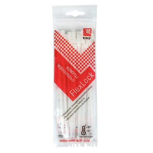 Хомут P6.6 3.6х150 FlexLock стандартный бел. (уп.100шт) PROxima EKF plc-fl-ctsw-3.6x150, изображение 3 • Купить по низкой цене в интернет-магазине СМЭК