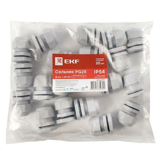 Сальник PG25 IP54 d отв. 30мм/d провод. 16-21мм PROxima EKF plc-pg-25-r, изображение 8 • Купить по низкой цене в интернет-магазине СМЭК