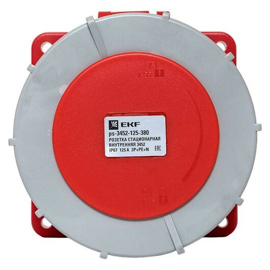 Розетка стационарная внутренняя 3452 3Р+РЕ+N 125А 380В IP67 PROxima EKF ps-3452-125-380, изображение 5 • Купить по низкой цене в интернет-магазине СМЭК