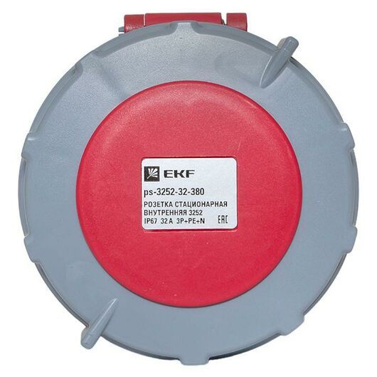 Розетка стационарная внутренняя 3252 3Р+РЕ+N 32А 380В IP67 PROxima EKF ps-3252-32-380, изображение 3 • Купить по низкой цене в интернет-магазине СМЭК