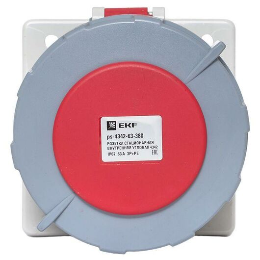 Розетка стационарная внутренняя угловая 4342 3Р+РЕ 63А 380В IP67 PROxima EKF ps-4342-63-380, изображение 5 • Купить по низкой цене в интернет-магазине СМЭК