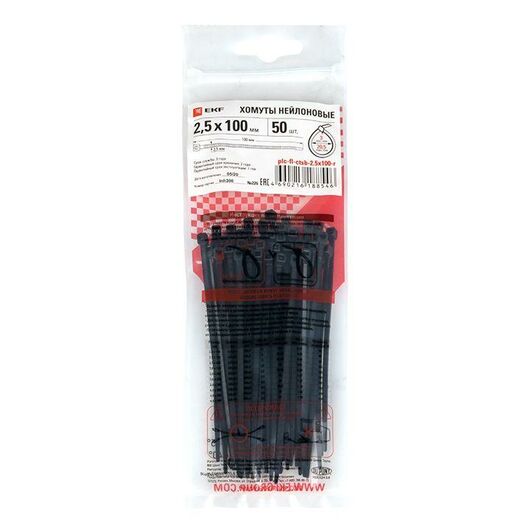 Хомут P6.6 2.5x100 FlexLock стандартный черн. (уп.50шт) PROxima EKF plc-fl-ctsb-2.5x100-r • Купить по низкой цене в интернет-магазине СМЭК