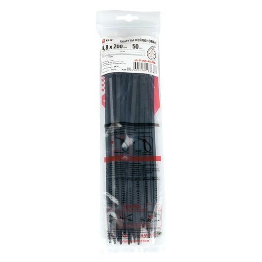 Хомут P6.6 4.8x200 FlexLock стандартный черн. (уп.50шт) PROxima EKF plc-fl-ctsb-4.8x200-r, изображение 4 • Купить по низкой цене в интернет-магазине СМЭК