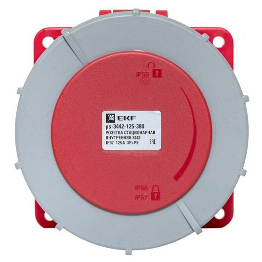 Розетка стационарная внутренняя 3442 3Р+РЕ 125А 380В IP67 PROxima EKF ps-3442-125-380, изображение 5 • Купить по низкой цене в интернет-магазине СМЭК