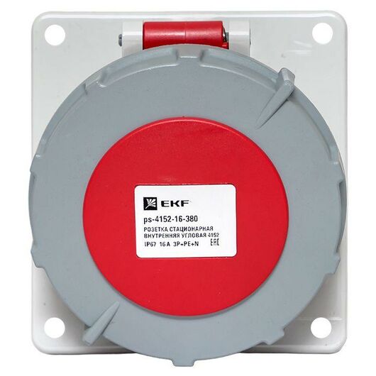 Розетка стационарная внутренняя угловая 4152 3Р+РЕ+N 16А 380В IP67 PROxima EKF ps-4152-16-380, изображение 3 • Купить по низкой цене в интернет-магазине СМЭК