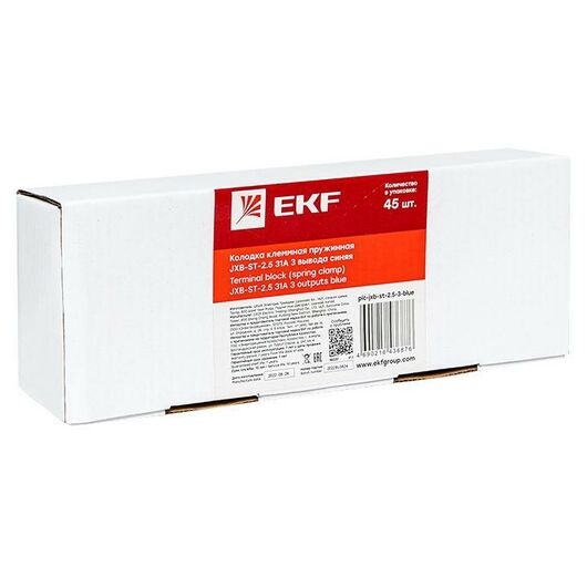Колодка клеммная JXB-ST-2.5 31А 3 вывода пружинная син. EKF plc-jxb-st-2.5-3-blue, изображение 3 • Купить по низкой цене в интернет-магазине СМЭК