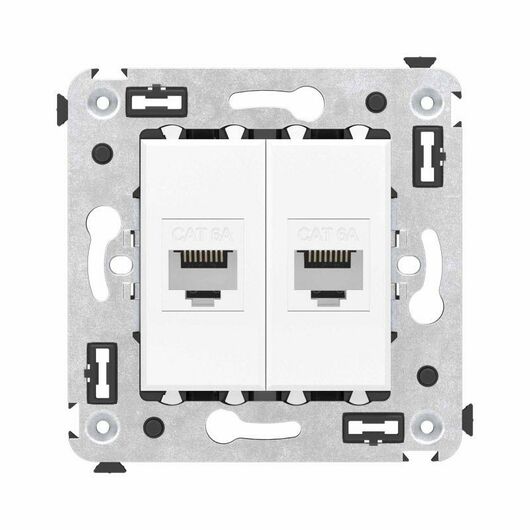 Розетка компьютерная 2-м СП Avanti "Белое облако" RJ45 кат.6A без шторок механизм DKC 4400674, изображение 2 • Купить по низкой цене в интернет-магазине СМЭК