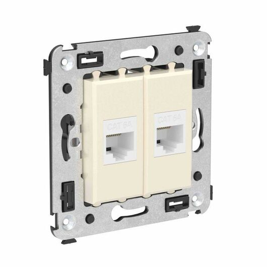 Розетка компьютерная 2-м СП Avanti "Ванильная дымка" RJ45 кат.6A без шторок механизм DKC 4405674, изображение 2 • Купить по низкой цене в интернет-магазине СМЭК