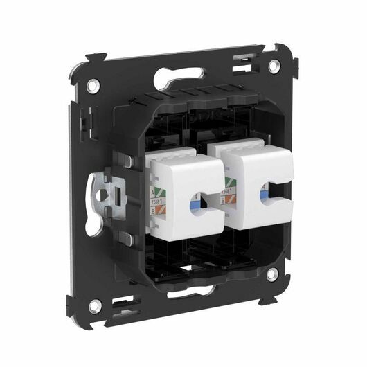 Розетка компьютерная 2-м СП Avanti "Черный квадрат" RJ45 кат.6A без шторок механизм DKC 4402674 • Купить по низкой цене в интернет-магазине СМЭК
