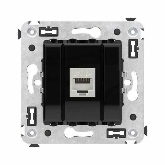 Розетка компьютерная 1-м СП Avanti "Черный квадрат" RJ45 кат.6A без шторок экранир. механизм DKC 4402773, изображение 2 • Купить по низкой цене в интернет-магазине СМЭК