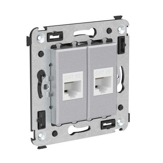 Розетка компьютерная 2-м СП Avanti "Закаленная сталь" RJ45 кат.5E без шторок механизм DKC 4404664, изображение 3 • Купить по низкой цене в интернет-магазине СМЭК