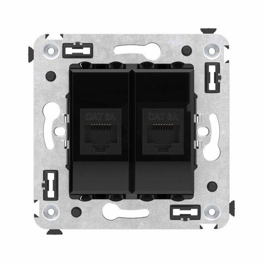 Розетка компьютерная 2-м СП Avanti "Черный квадрат" RJ45 кат.6A без шторок механизм DKC 4402674, изображение 2 • Купить по низкой цене в интернет-магазине СМЭК