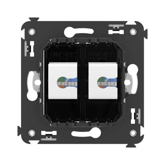 Розетка компьютерная 2-м СП Avanti "Черный квадрат" RJ45 кат.5E без шторок механизм DKC 4402664, изображение 4 • Купить по низкой цене в интернет-магазине СМЭК