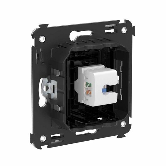 Розетка компьютерная 1-м СП Avanti "Черный квадрат" RJ45 кат.6A без шторок механизм DKC 4402673, изображение 5 • Купить по низкой цене в интернет-магазине СМЭК