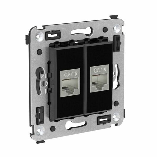 Розетка компьютерная 2-м СП Avanti "Черный квадрат" RJ45 кат.6 без шторок экранир. механизм DKC 4402794, изображение 3 • Купить по низкой цене в интернет-магазине СМЭК