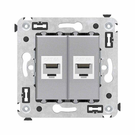 Розетка компьютерная 2-м СП Avanti "Закаленная сталь" RJ45 кат.6A без шторок механизм DKC 4404674, изображение 4 • Купить по низкой цене в интернет-магазине СМЭК