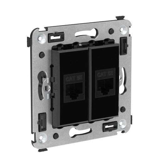 Розетка компьютерная 2-м СП Avanti "Черный квадрат" RJ45 кат.5E без шторок механизм DKC 4402664, изображение 3 • Купить по низкой цене в интернет-магазине СМЭК
