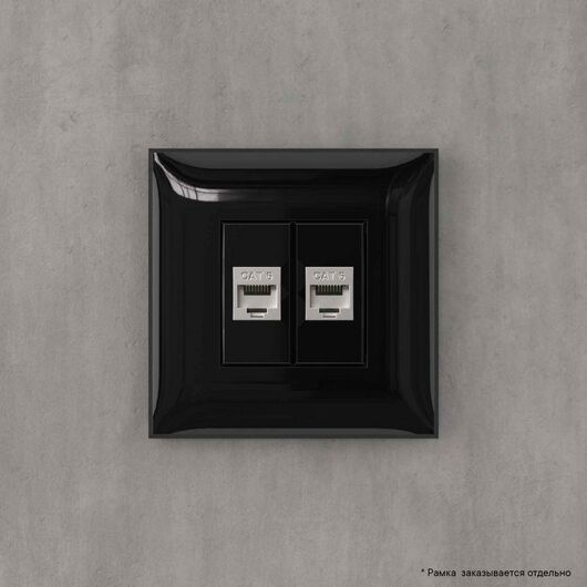 Розетка компьютерная 2-м СП Avanti "Черный квадрат" RJ45 кат.6 без шторок экранир. механизм DKC 4402794, изображение 5 • Купить по низкой цене в интернет-магазине СМЭК