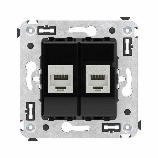 Розетка компьютерная 2-м СП Avanti "Черный квадрат" RJ45 кат.6A без шторок экранир. механизм DKC 4402774, изображение 2 • Купить по низкой цене в интернет-магазине СМЭК