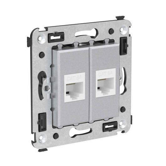 Розетка компьютерная 2-м СП Avanti "Закаленная сталь" RJ45 кат.6A без шторок механизм DKC 4404674 • Купить по низкой цене в интернет-магазине СМЭК