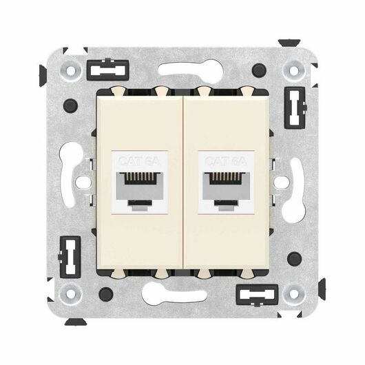 Розетка компьютерная 2-м СП Avanti "Ванильная дымка" RJ45 кат.6A без шторок механизм DKC 4405674, изображение 3 • Купить по низкой цене в интернет-магазине СМЭК