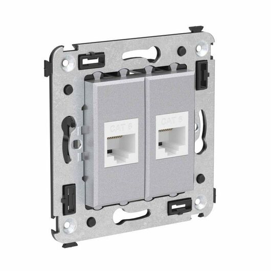 Розетка компьютерная 2-м СП Avanti "Закаленная сталь" RJ45 кат.6 без шторок механизм DKC 4404694, изображение 4 • Купить по низкой цене в интернет-магазине СМЭК