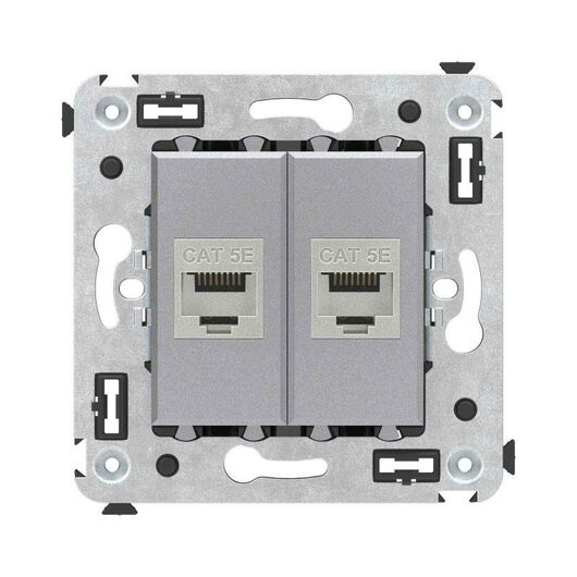 Розетка компьютерная 2-м СП Avanti "Закаленная сталь" RJ45 кат.5E без шторок экранир. механизм DKC 4404764, изображение 2 • Купить по низкой цене в интернет-магазине СМЭК