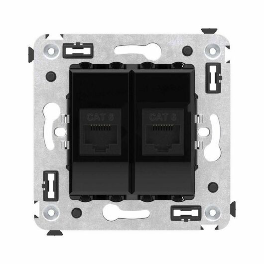 Розетка компьютерная 2-м СП Avanti "Черный квадрат" RJ45 кат.6 без шторок механизм DKC 4402694, изображение 4 • Купить по низкой цене в интернет-магазине СМЭК