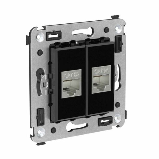 Розетка компьютерная 2-м СП Avanti "Черный квадрат" RJ45 кат.6A без шторок экранир. механизм DKC 4402774, изображение 3 • Купить по низкой цене в интернет-магазине СМЭК