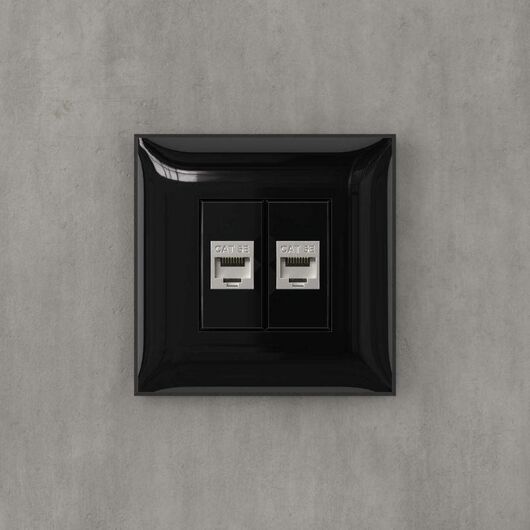 Розетка компьютерная 2-м СП Avanti "Черный квадрат" RJ45 кат.5E без шторок экранир. механизм DKC 4402764, изображение 5 • Купить по низкой цене в интернет-магазине СМЭК
