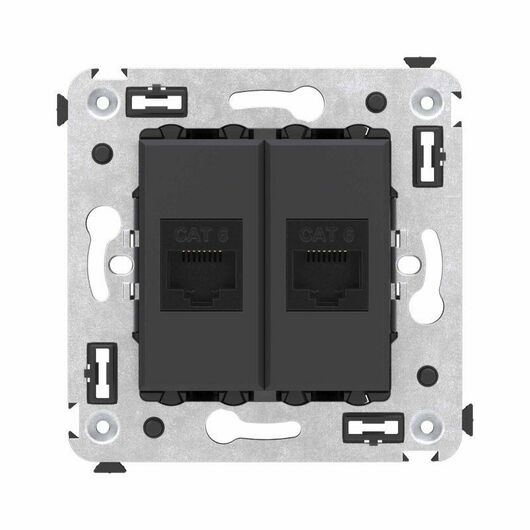 Розетка компьютерная 2-м СП Avanti "Черный матовый" RJ45 кат.6 без шторок механизм DKC 4412694, изображение 3 • Купить по низкой цене в интернет-магазине СМЭК