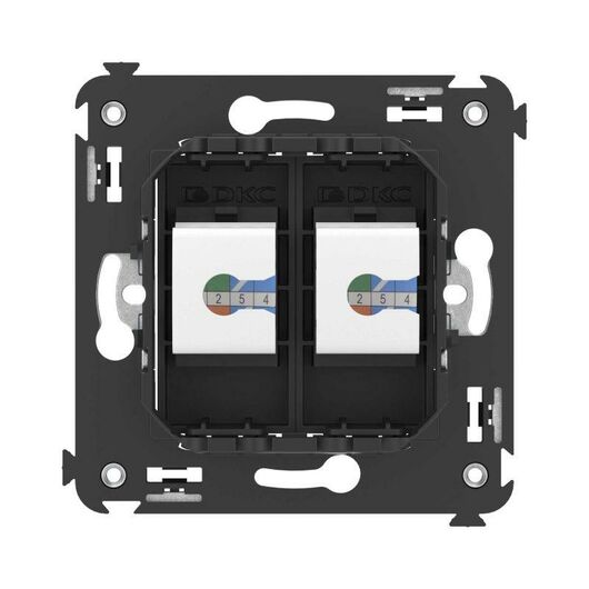 Розетка компьютерная 2-м СП Avanti "Черный матовый" RJ45 кат.5E без шторок механизм DKC 4412664, изображение 4 • Купить по низкой цене в интернет-магазине СМЭК