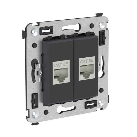 Розетка компьютерная 2-м СП Avanti "Черный матовый" RJ45 кат.5E без шторок экранир. механизм DKC 4412764, изображение 4 • Купить по низкой цене в интернет-магазине СМЭК