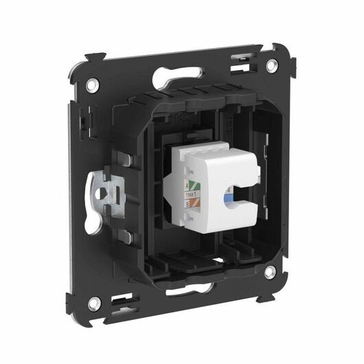 Розетка компьютерная 1-м СП Avanti "Черный матовый" RJ45 кат.6A без шторок механизм DKC 4412673, изображение 2 • Купить по низкой цене в интернет-магазине СМЭК