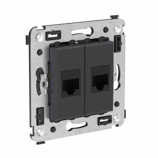 Розетка компьютерная 2-м СП Avanti "Черный матовый" RJ45 кат.6 без шторок механизм DKC 4412694, изображение 5 • Купить по низкой цене в интернет-магазине СМЭК